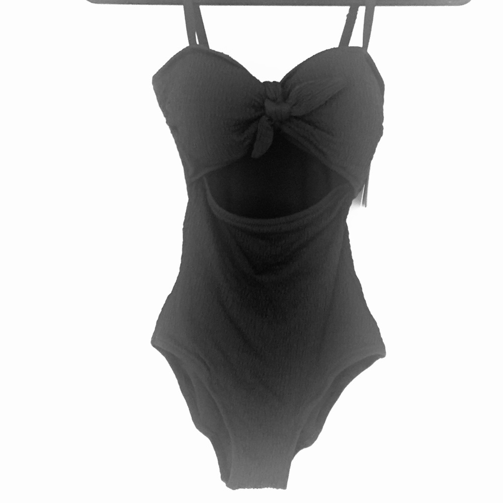 Vince Camuto Smocked Tie Front One Piece Swimsuit